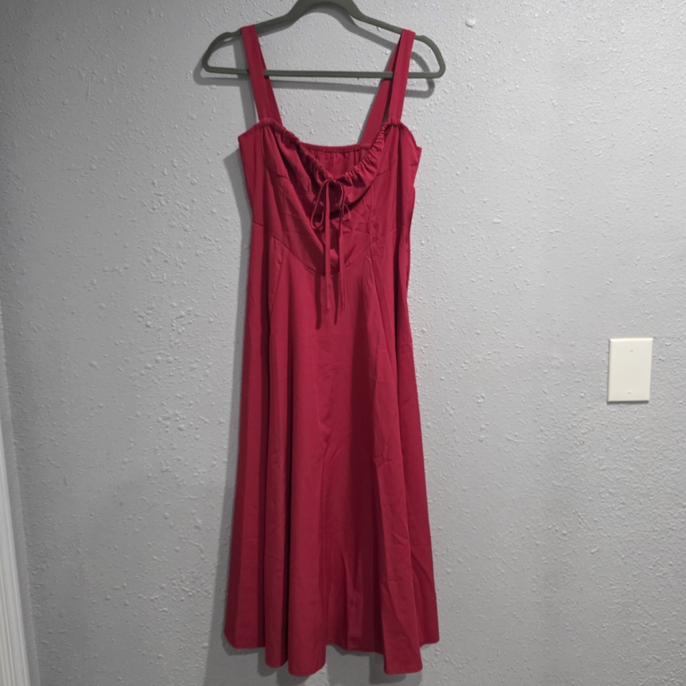 Red Sleeveless Milkmaid Dress